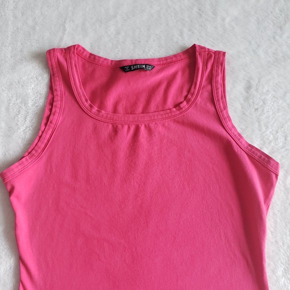 SHEIN Women's Sleeveless Basic Scoop Neck Fuchsia Mini Shirt Dress SZ M - Picture 4 of 14